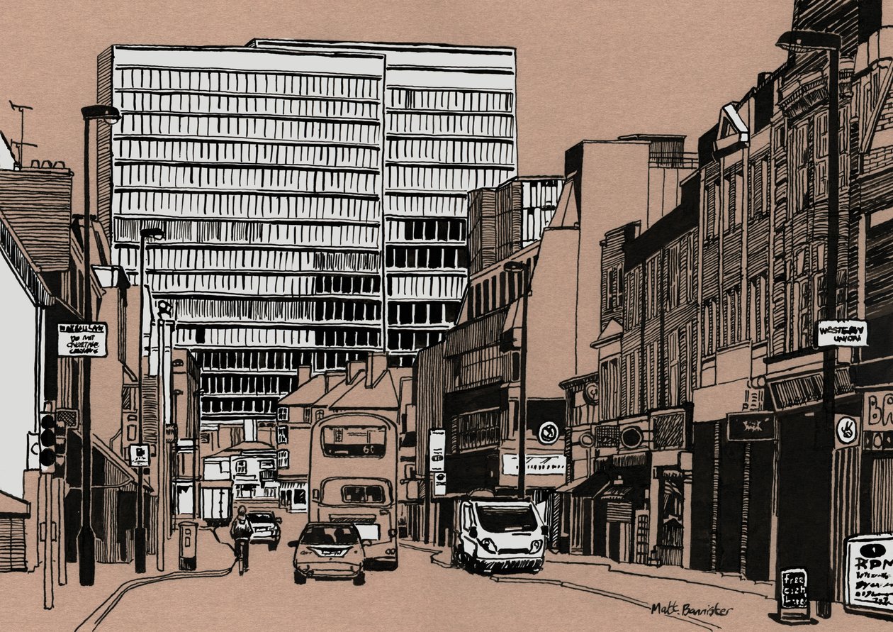 South End - Croydon, 2016 (tinta acrílica sobre cartão) de Matt Bannister