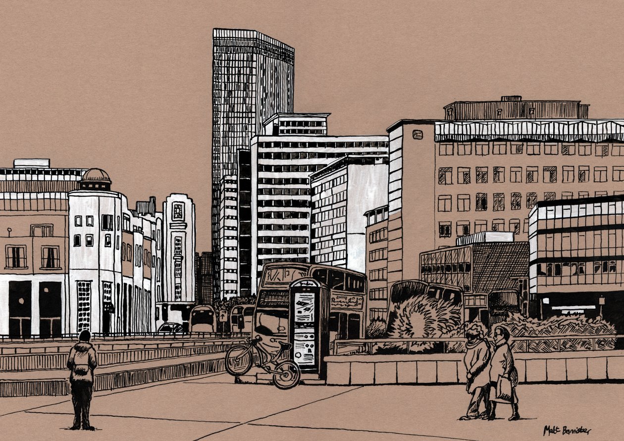 Wellesley Road - Croydon, 2016 (tinta acrílica sobre cartão) de Matt Bannister