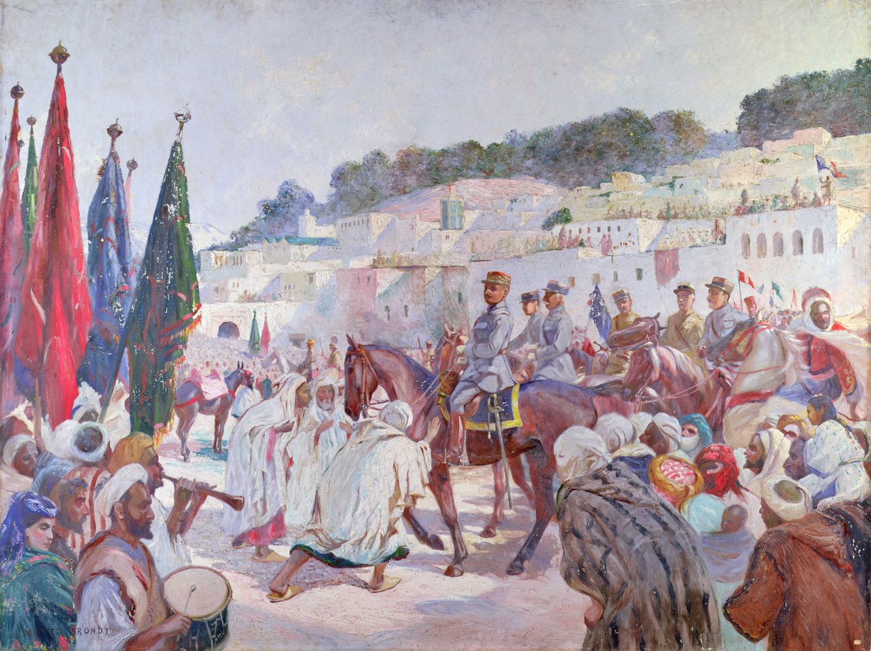 Entrada do general Pomeyran em Ouezzan ou Meknes, Marrocos de Matteo Brondy