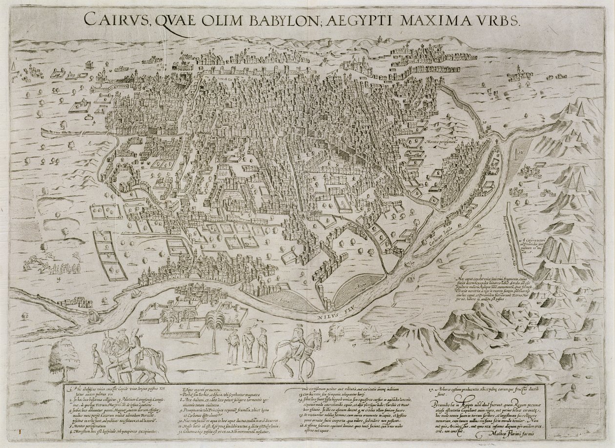 Mapa da cidade de Cairo, c.1600 de Matteo Florimi