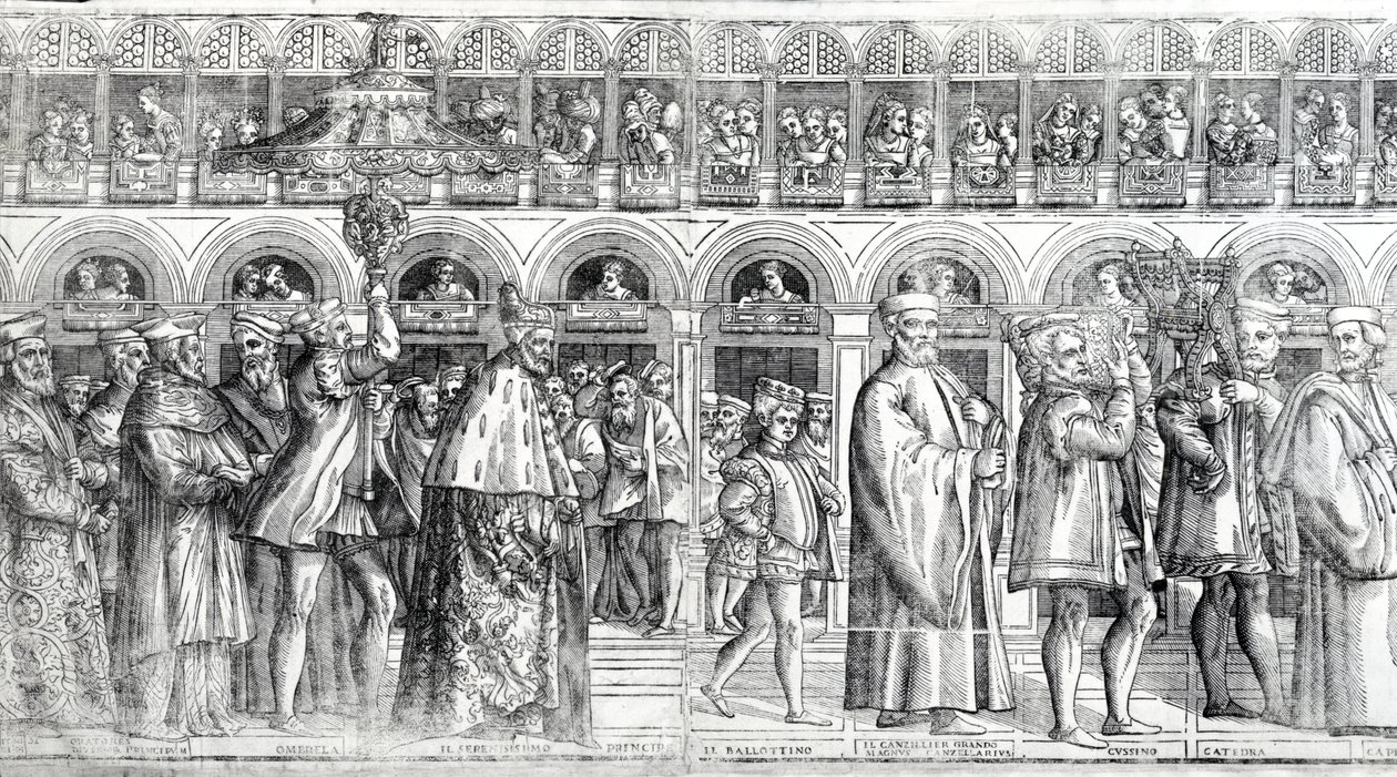 Procissão Dogal, c.1555-60 (Veja também 476241-4) de Matteo Pagani