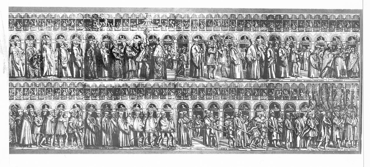 Procissão do Doge e oficiais venezianos, c.1555-60 de Matteo Pagani