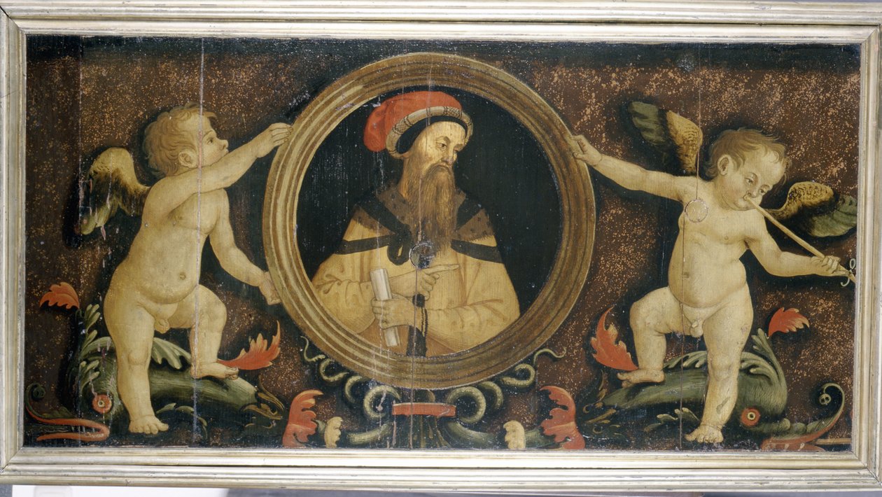 Retrato masculino com putti, c.1510-15 (tempera em pinho) de Matteo di Giuliano di Lorenzo Balducci