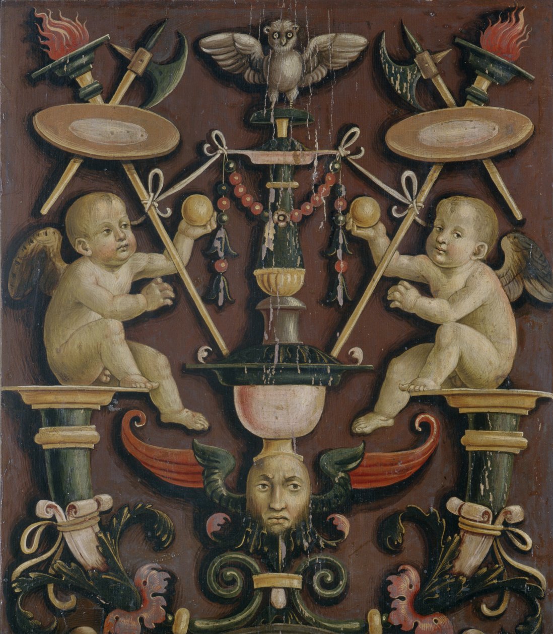 Motivo com Putti (têmpera em madeira macia) de Matteo di Giuliano di Lorenzo Balducci