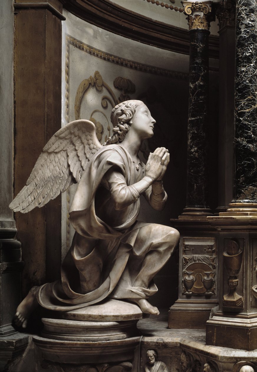 Anjo em Adoração Escultura em mármore de Matteo Civitali (1436-1501) de Matteo Civitali