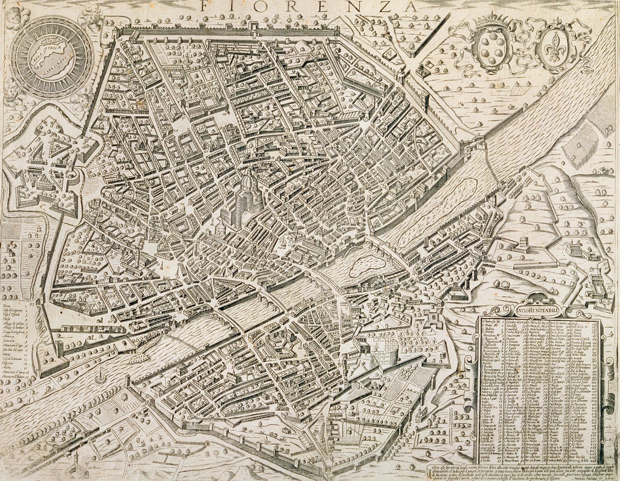 Mapa de Florença, 1595 de Matteo Florimi
