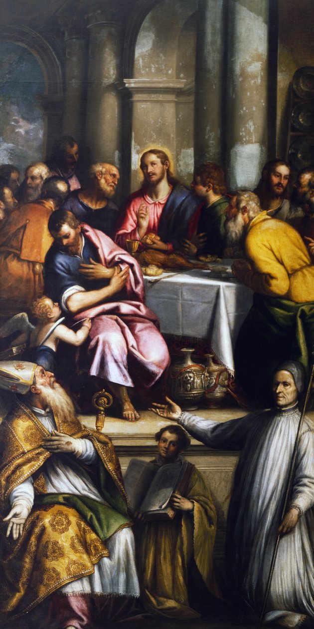 A Última Ceia com São Apolinário e Santo Lorenzo Giustiniani, finais do século XVI (óleo sobre tela) de Matteo Ingoli