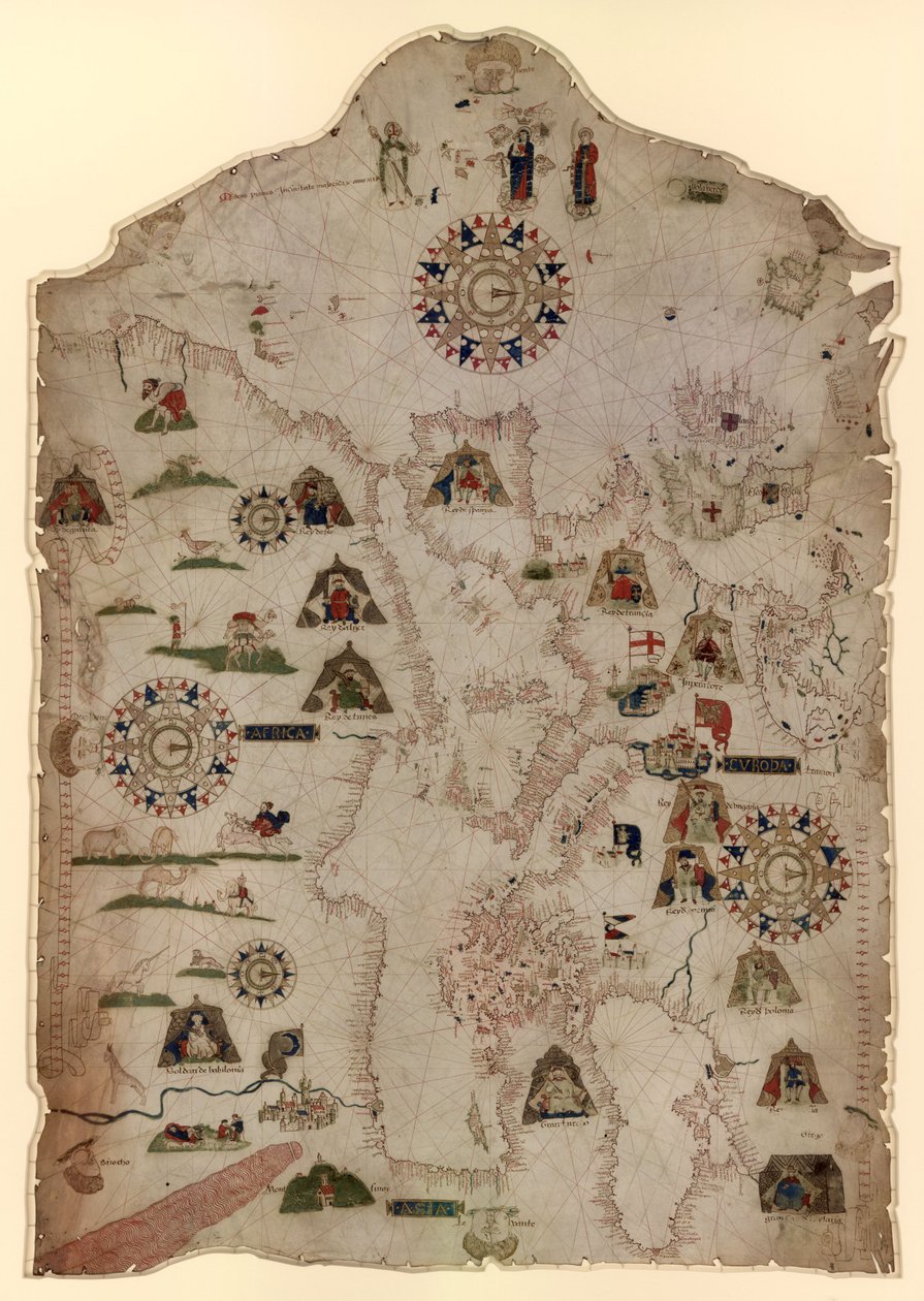 Carta do Mediterrâneo, Mar Negro e costas da Europa Ocidental e noroeste da África, c.1559 de Matteo Prunes