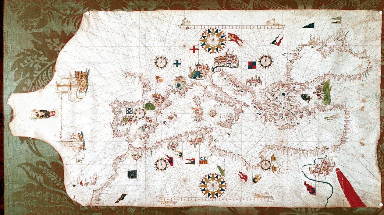Mapa do Mar Mediterrâneo (portolan de Matteo Prunes