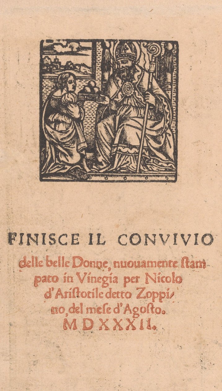 Convivio delle Belle Donne, página 22 verso, agosto de 1532., agosto de 1532. de Matteo da Treviso