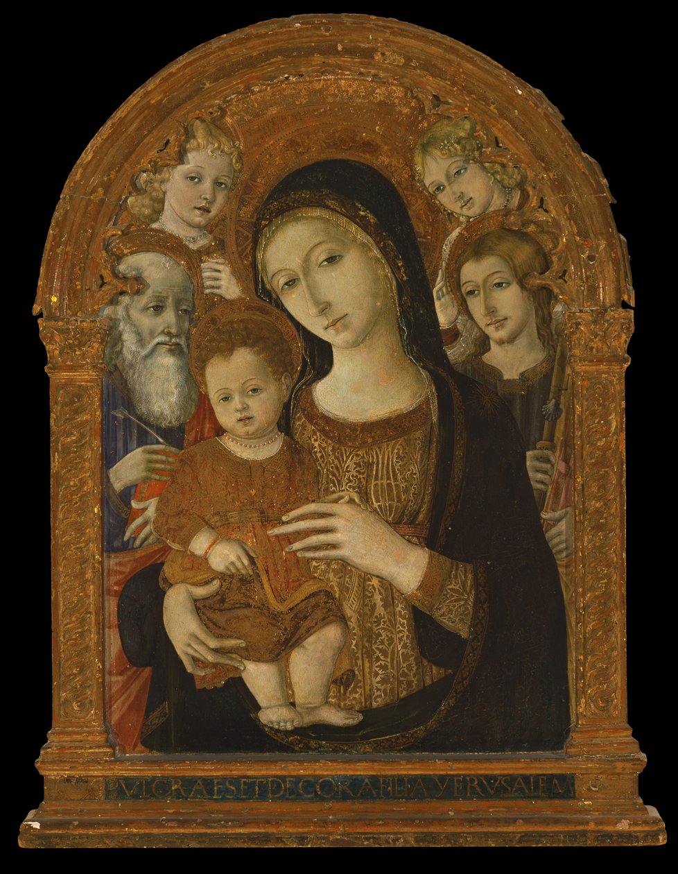 A Virgem e o Menino entre os Santos João Evangelista, Tiago e dois Anjos, c.1480-1490 (têmpera e óleo sobre painel) de Matteo di (c.1430 95) Giovanni