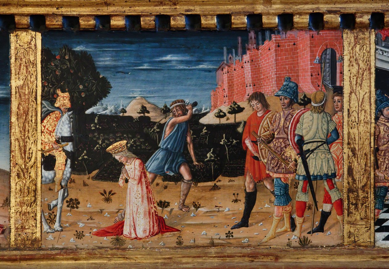 Madona e Menino com os Santos Tiago, Agostinho, Bernardino e Margarida, primeiras décadas do século XIV (têmpera sobre painel) de Matteo di (c.1430 95) Giovanni
