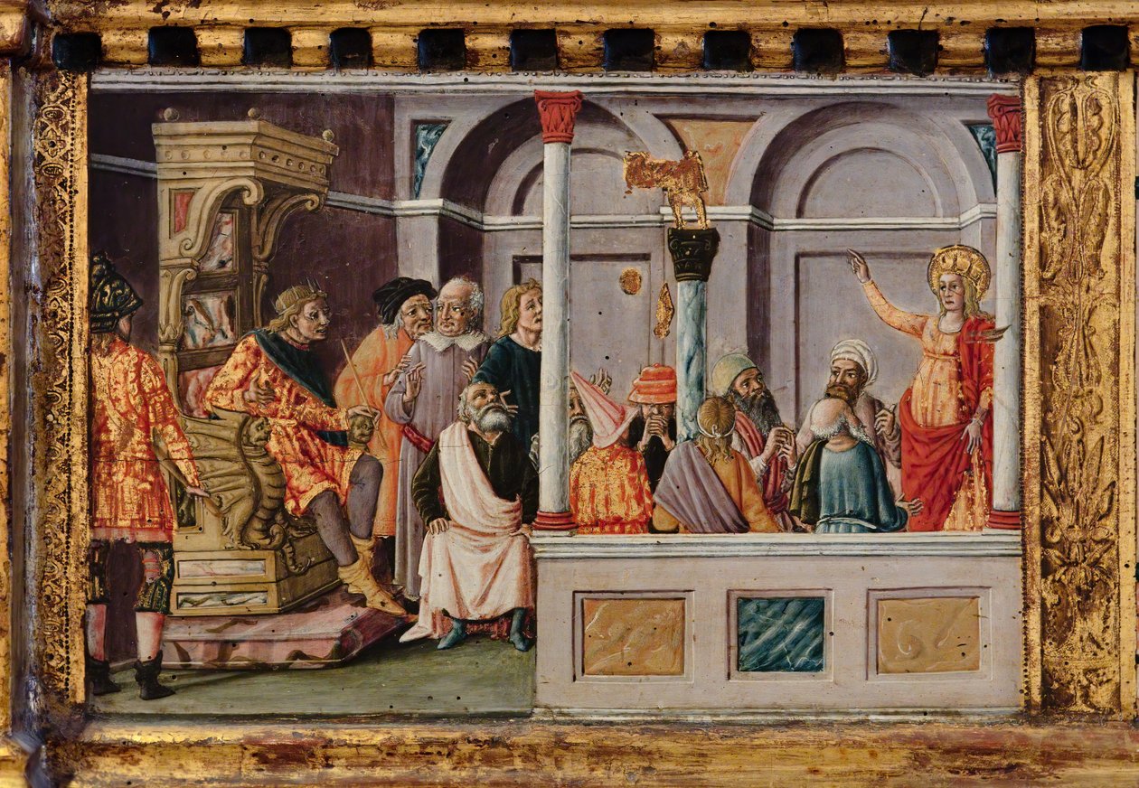 Madona e Menino com os Santos Tiago, Agostinho, Bernardino e Margarida, primeiras décadas do século XIV (têmpera sobre painel) de Matteo di (c.1430 95) Giovanni