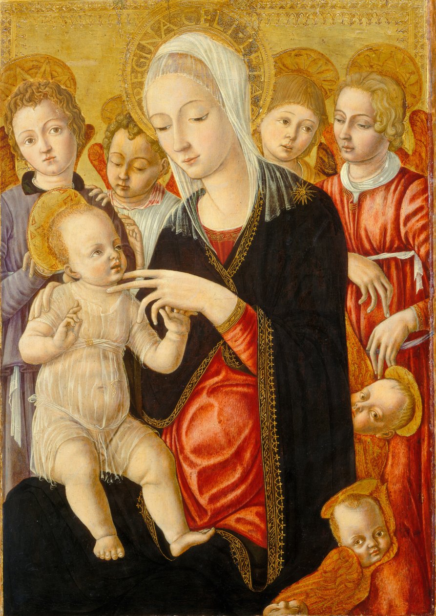 Madonna e criança com anjos e querubins de Matteo di Giovanni