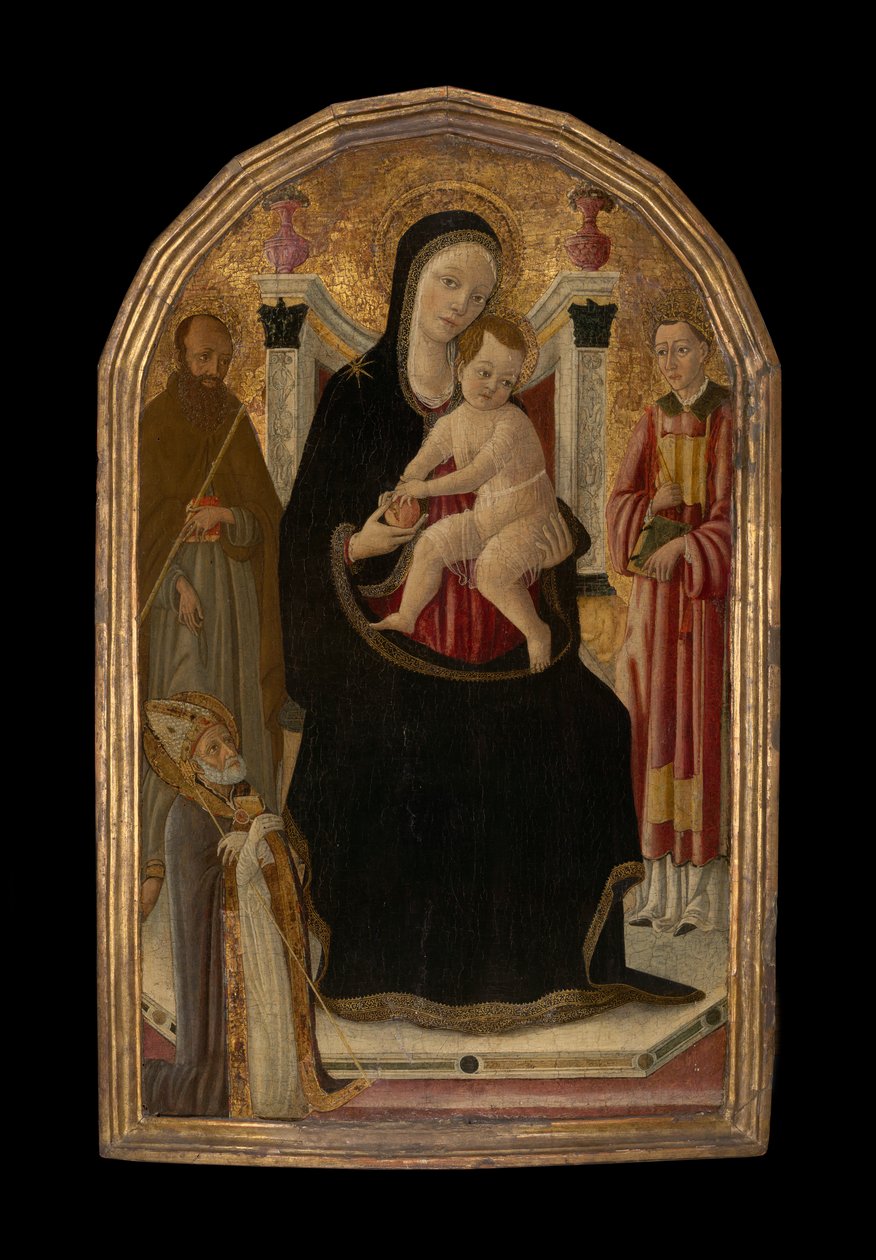Virgem e Criança Entronizadas com Três Santos de Matteo di Giovanni