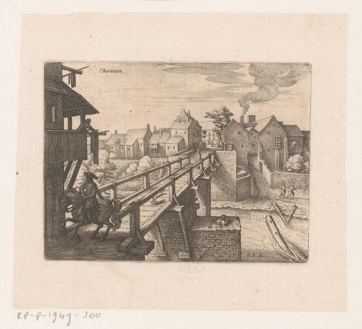Vista de Charenton-le-Pont Charanton (título no objeto) Sete paisagens francesas e paisagens urbanas (título da série) de Matthäus Merian (I)