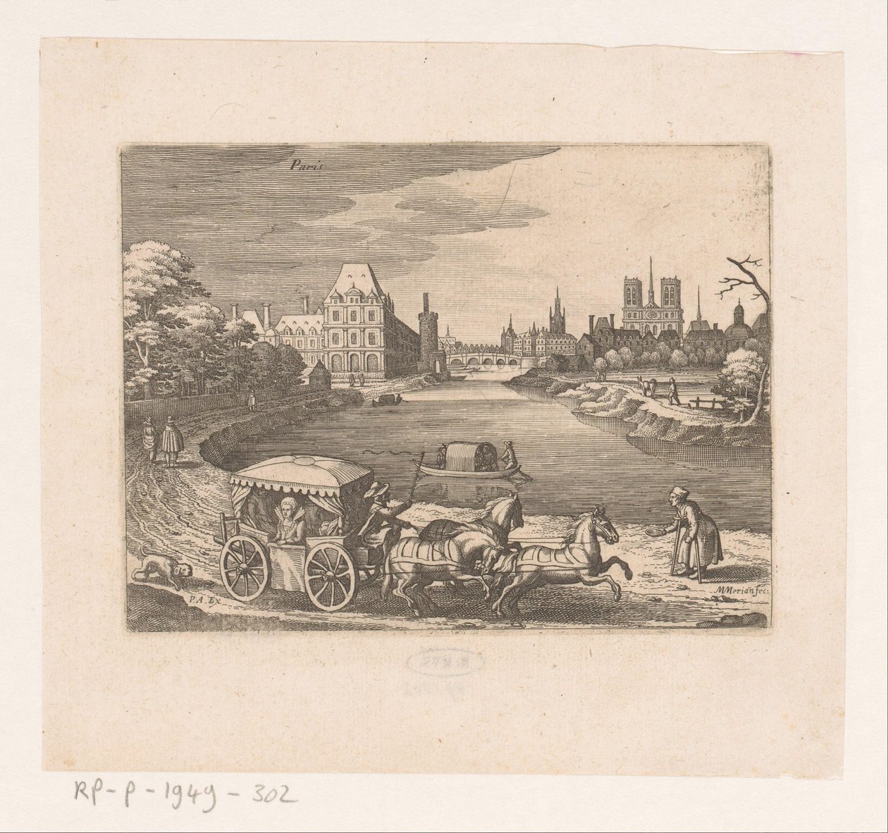 Vista de Paris
Paris (título sobre o objecto)
Sete paisagens e paisagens urbanas francesas (título da série) de Matthäus Merian (I)