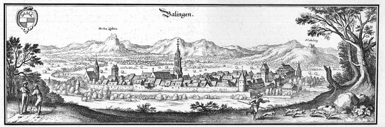 Balingen - excerto da Topographia Sueviae (Schwaben) de Matthaus Merian