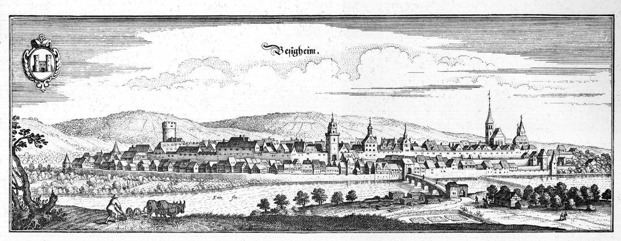 Besigheim - excerto da Topographia Sueviae (Schwaben) de Matthaus Merian