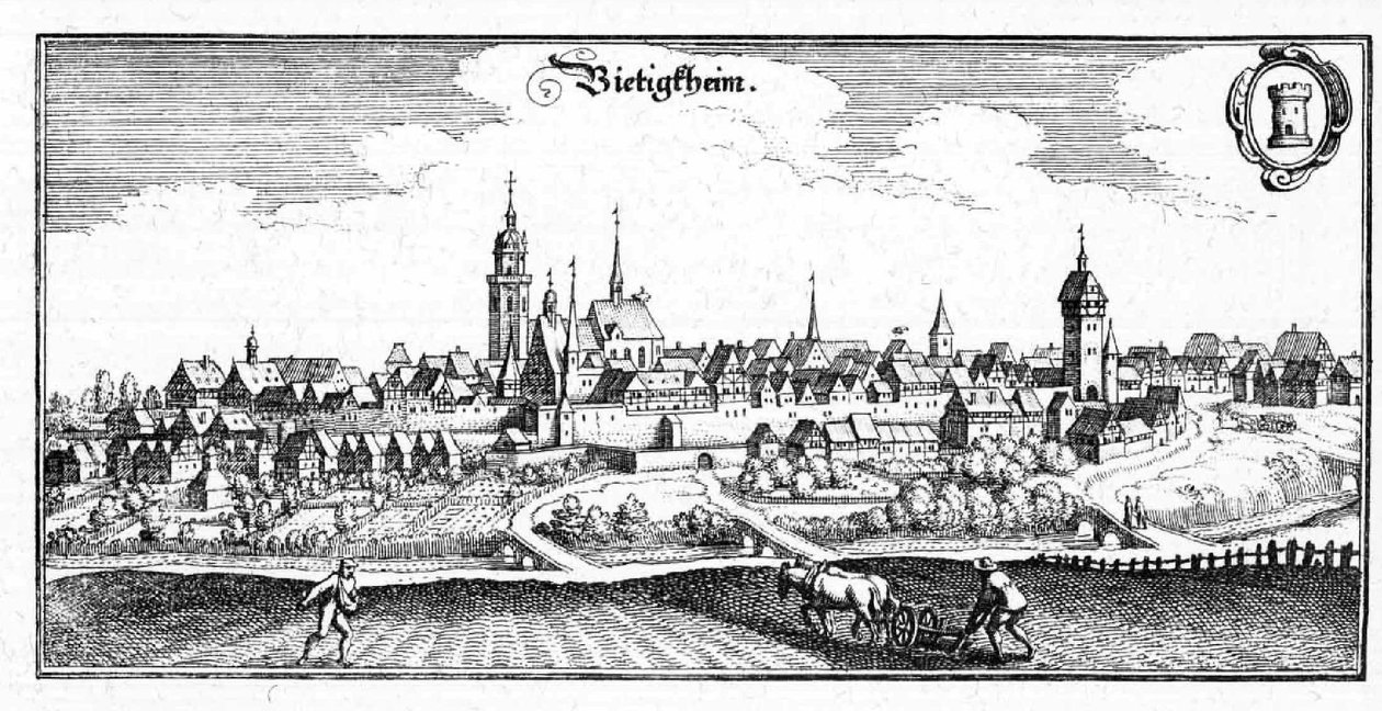 Bietigheim - excerto da Topographia Sueviae (Schwaben) de Matthaus Merian