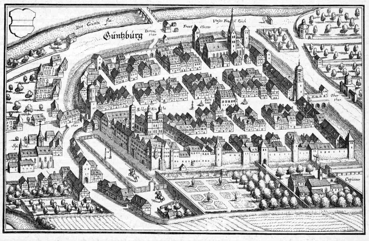 Güntzburg - extrato de Topographia Sueviae (Suábia) de Matthaus Merian
