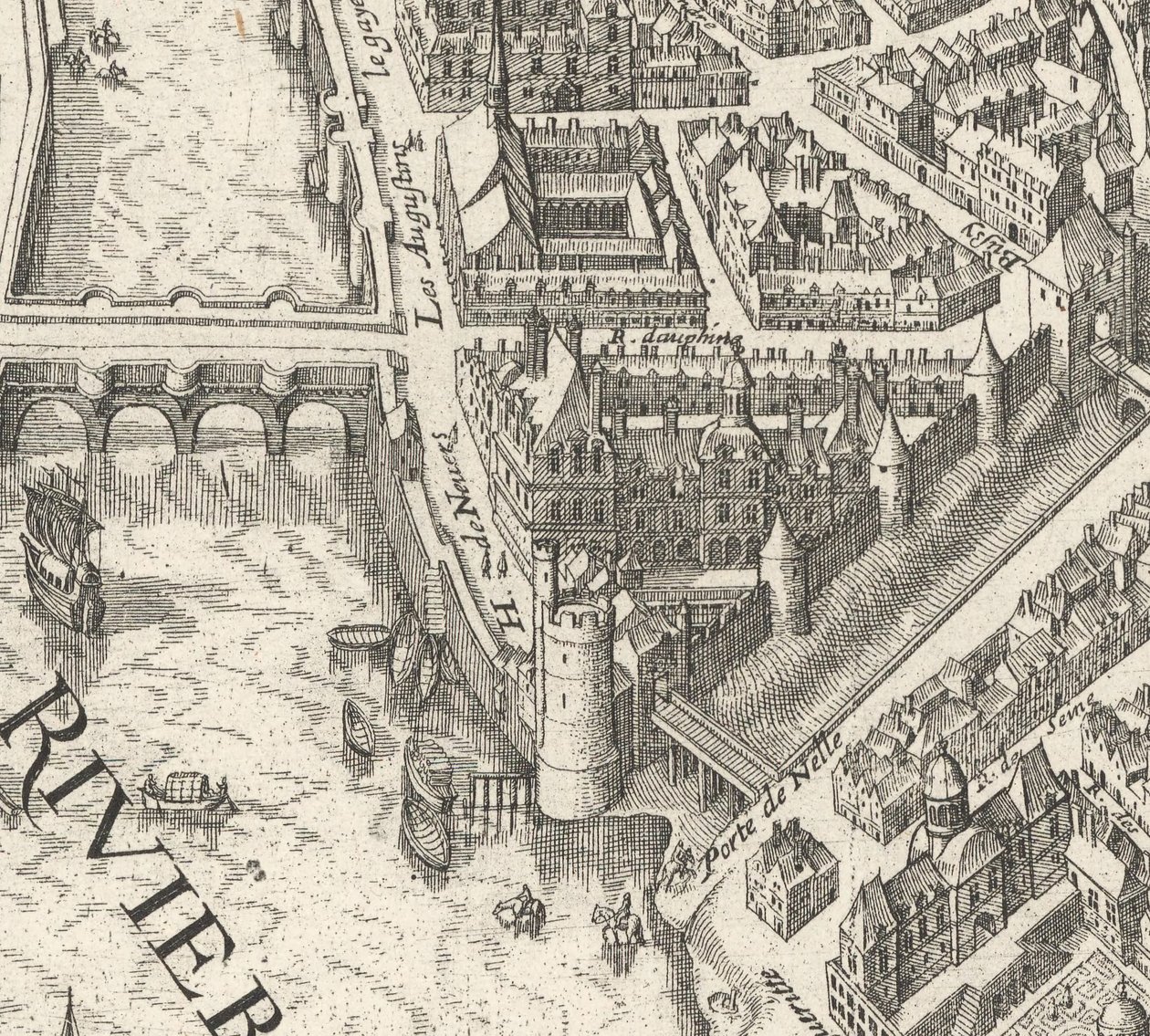 Hôtel de Nevers no plano de Merian de 1615 de Paris - David Rumsey de Matthaus Merian