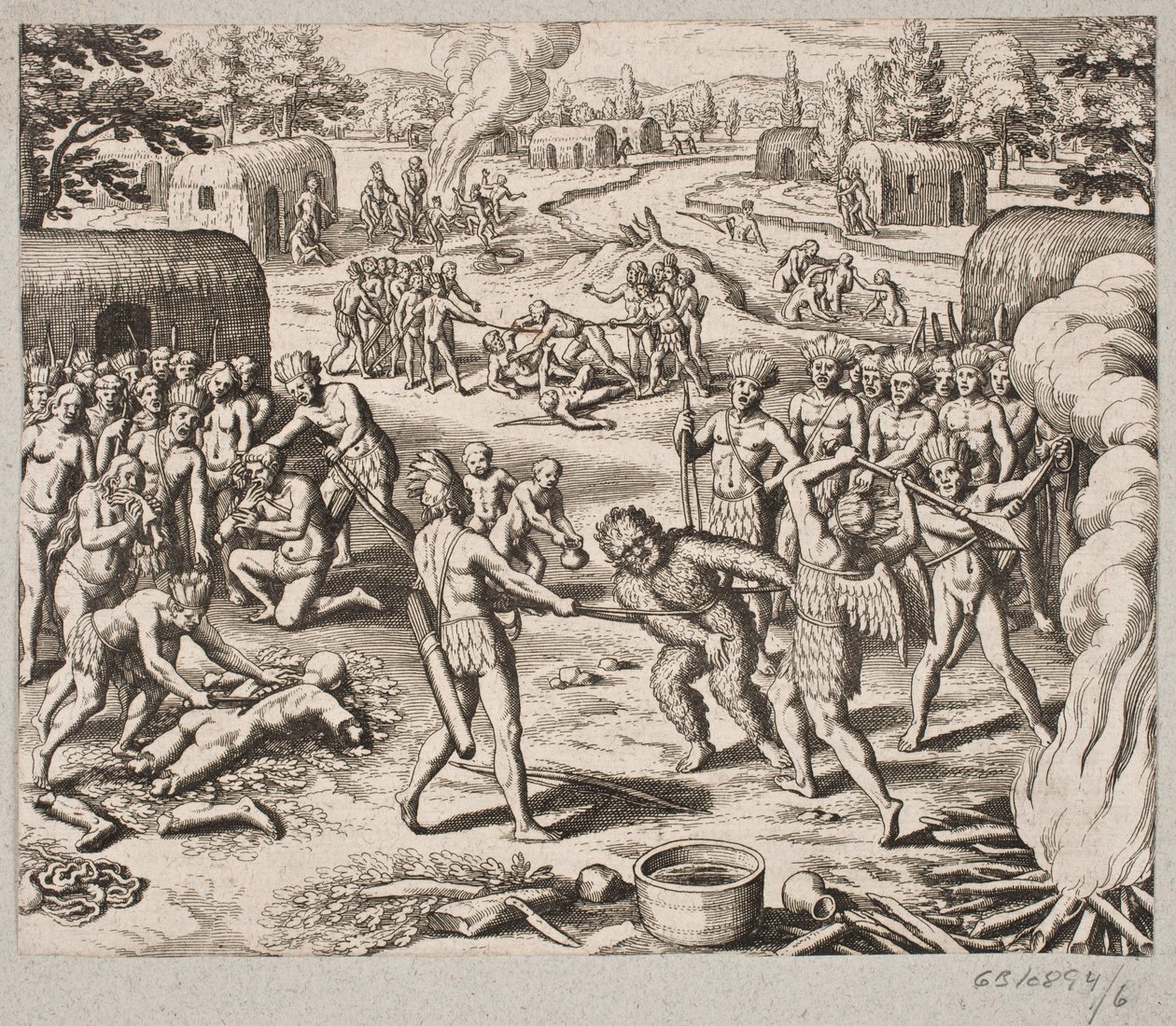 Quando eles capturam um de seus inimigos, eles são executados de forma bárbara e desumana e comidos de Matthäus Merian d.Æ.