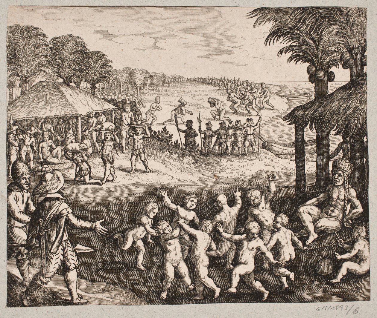 Sobre os selvagens servindo comida, preparando bebida e sobre suas danças para o rei de Matthäus Merian d.Æ.