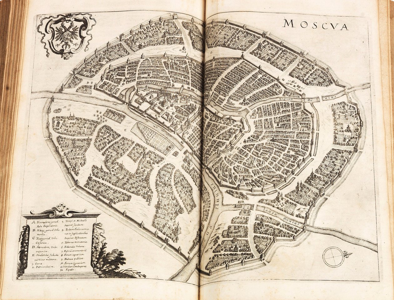 Mapa de Moscou. De: Newe Archontologia cosmica por Johann Ludwig Gottfried, 1646. de Matthaus the Elder Merian
