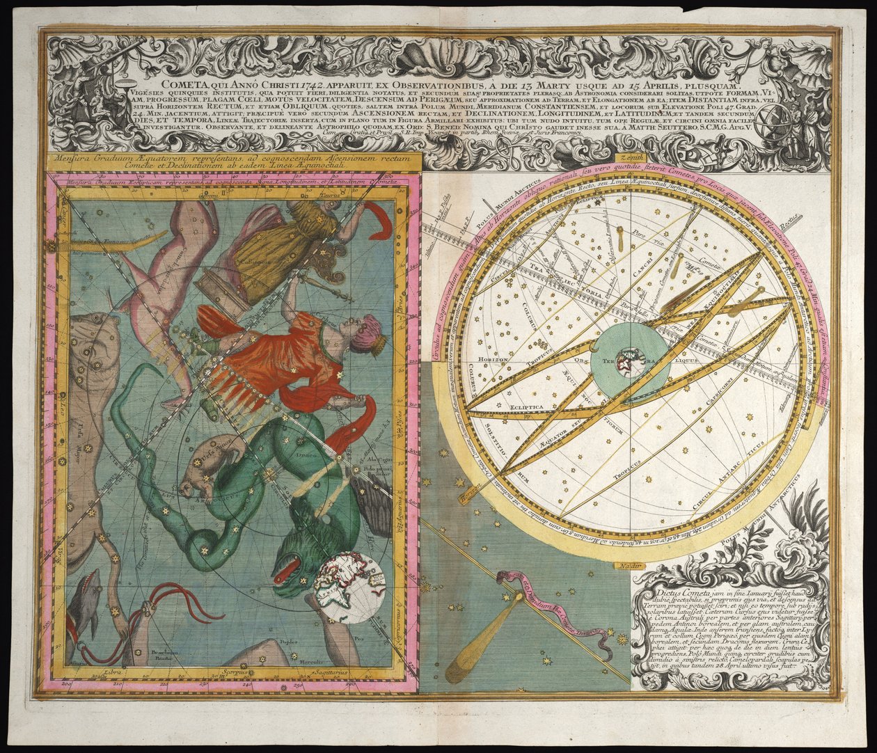 Cometa, aqui anno Christi, 1742 de Matthaeus Seutter