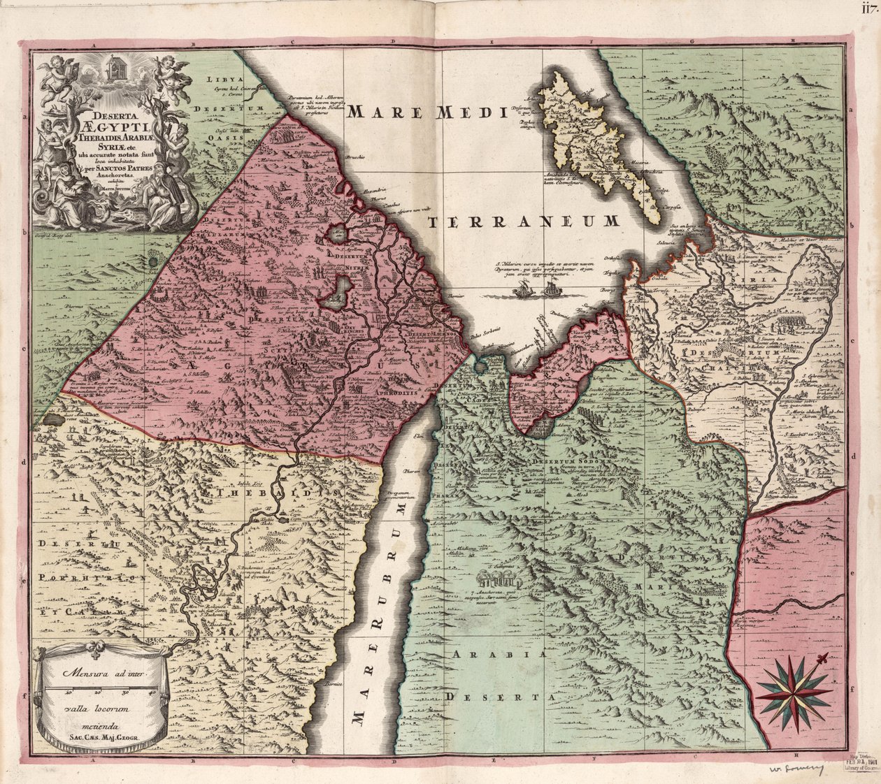 Deserta Aegypti, Thebaidis, Arabiae, Syriae etc. ubi accurata notata sunt loca inhabitata per Sanctos Patres Anachoretas LOC 2009580105 de Matthaeus Seutter