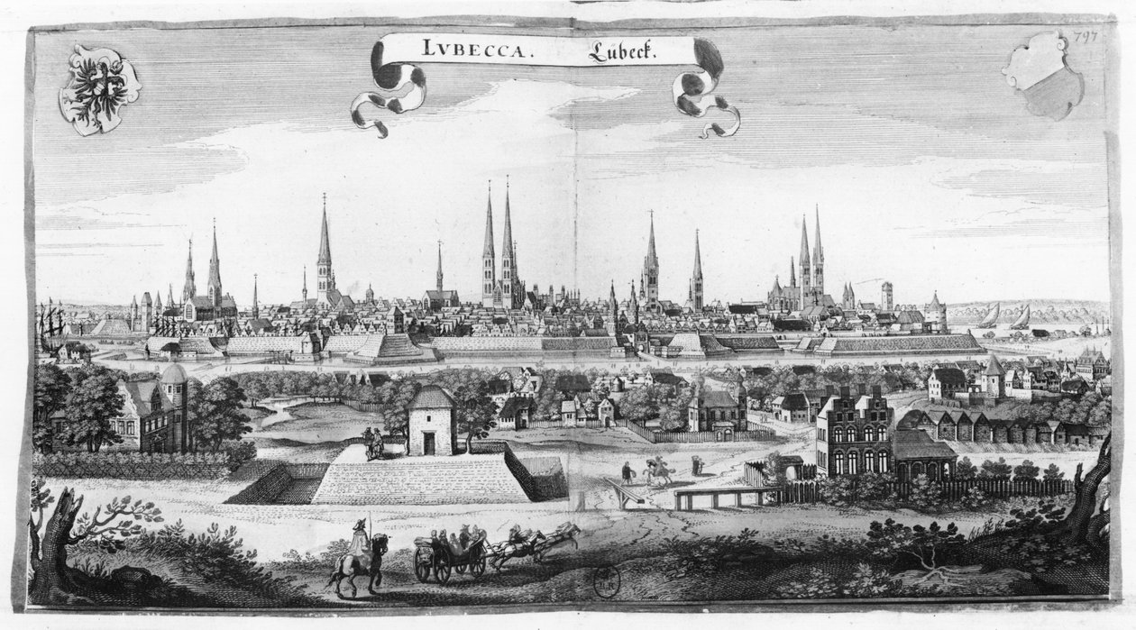 Vista, de, lubeck de Matthaus the Elder Merian