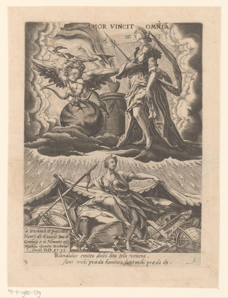 Triunfo do amor
Amor vincit omnia (título sobre o objecto)
Seis triunfos de Petrarca (título da série) de Matthaus Greuter