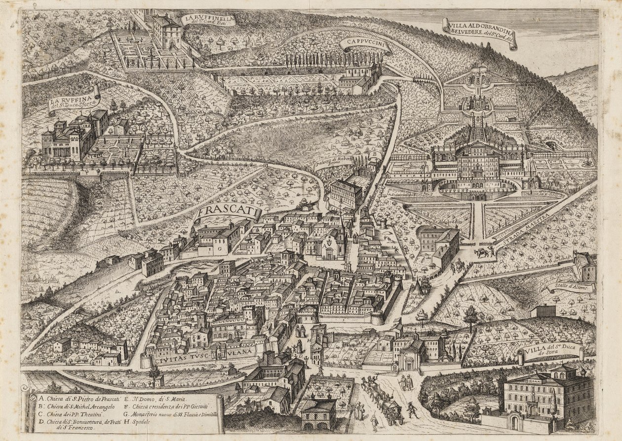 Vista de Frascati e arredores de Matthaus Greuter