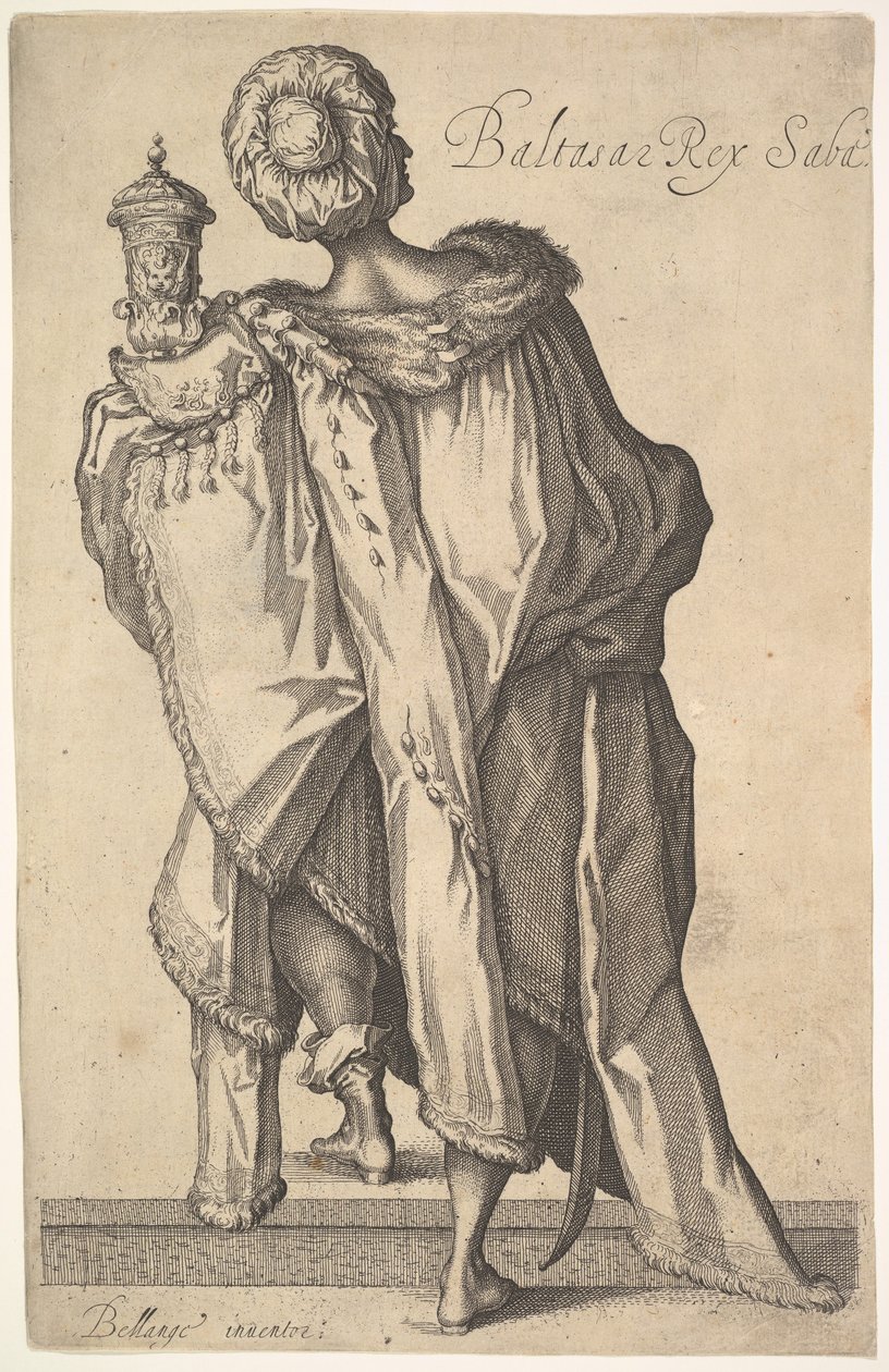 Balthasar, depois da figura em A Adoração dos Reis Magos de Jacques Bellange, ca. 1610-50. de Matthaus Merian