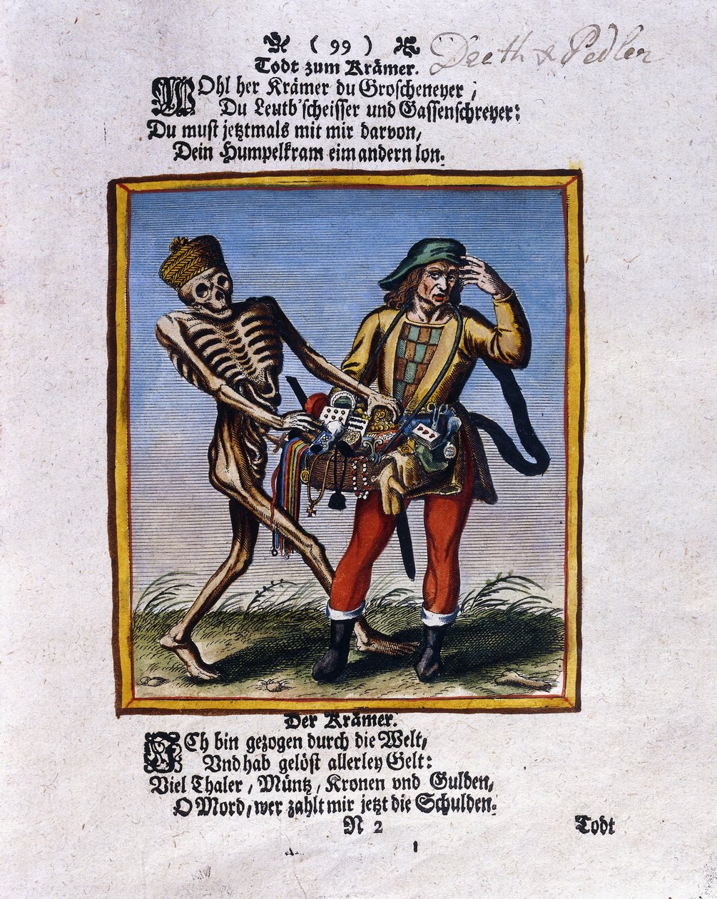 Morte e o mascate, c.1710 de Matthaus Merian