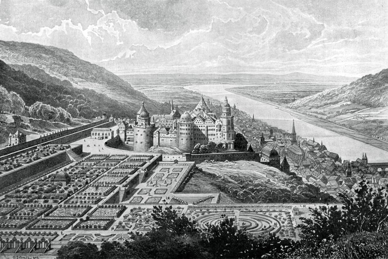 Castelo de Heidelberg, Alemanha, em 1620 1903. de Matthaus Merian