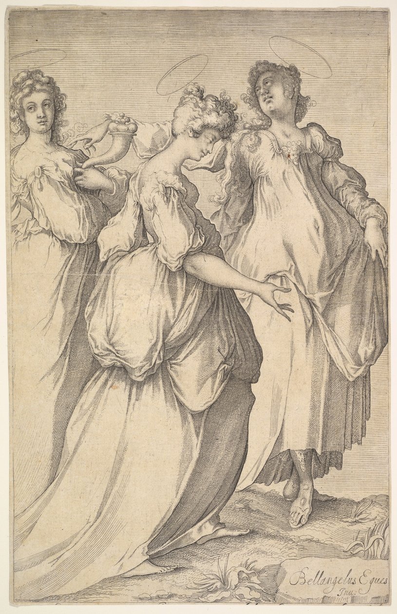 Três figuras femininas halo, ca. 1610-50. de Matthaus Merian