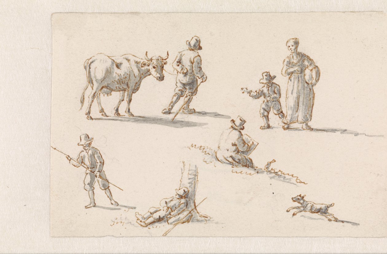 Enéas e Dido refugiam-se numa caverna
Desenhos para pinturas com episódios de The Aeneas (título da série) de Mattheus Terwesten