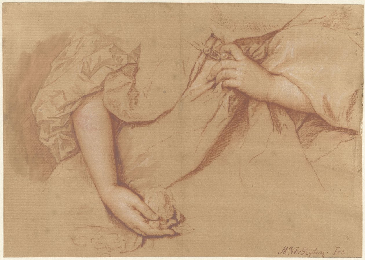 Estudo de um braço esquerdo e direito em um vestido largo de Mattheus Verheyden