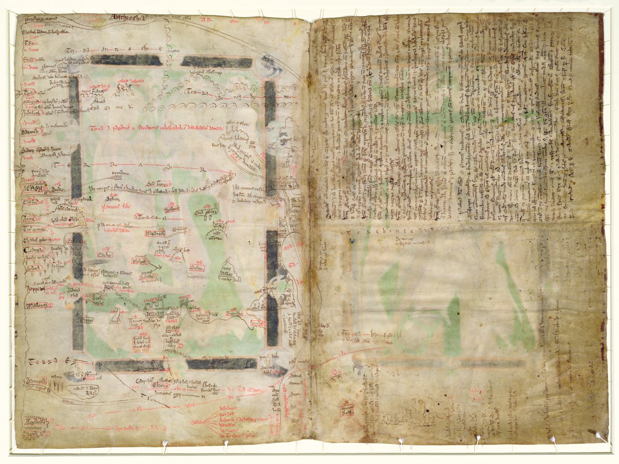 MS CCC 2 * f.2v Mapa da Palestina (pergaminho) de Matthew Paris