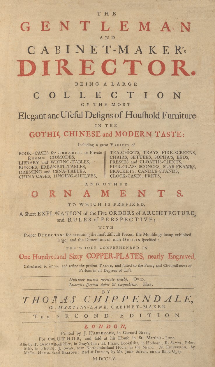 Diretor de cavalheiro e marceneiro, 1755 de Matthew Darly