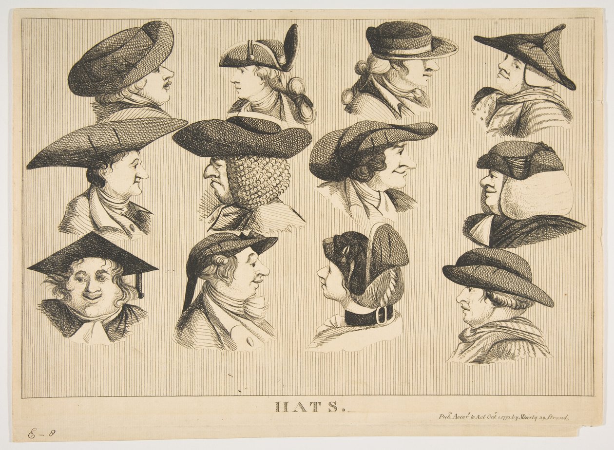 Chapéus, 1 de outubro de 1773. de Matthew Darly