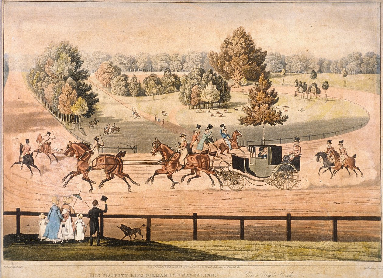 Rei George IV cavalgando pelo Hyde Park, Londres, 1831 de Matthew Dubourg