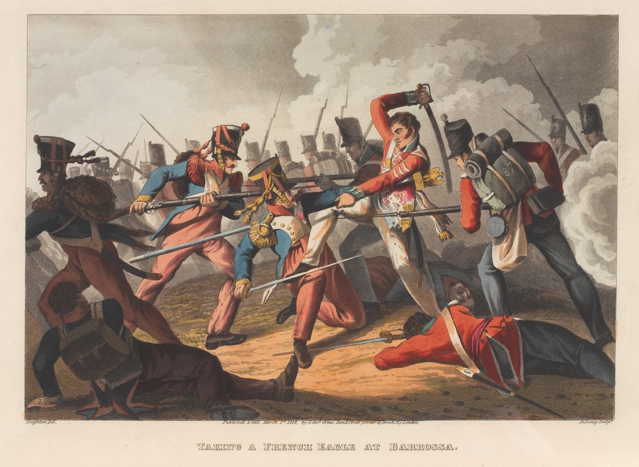 Pegando uma águia francesa em Barossa, 1811 de Matthew Dubourg