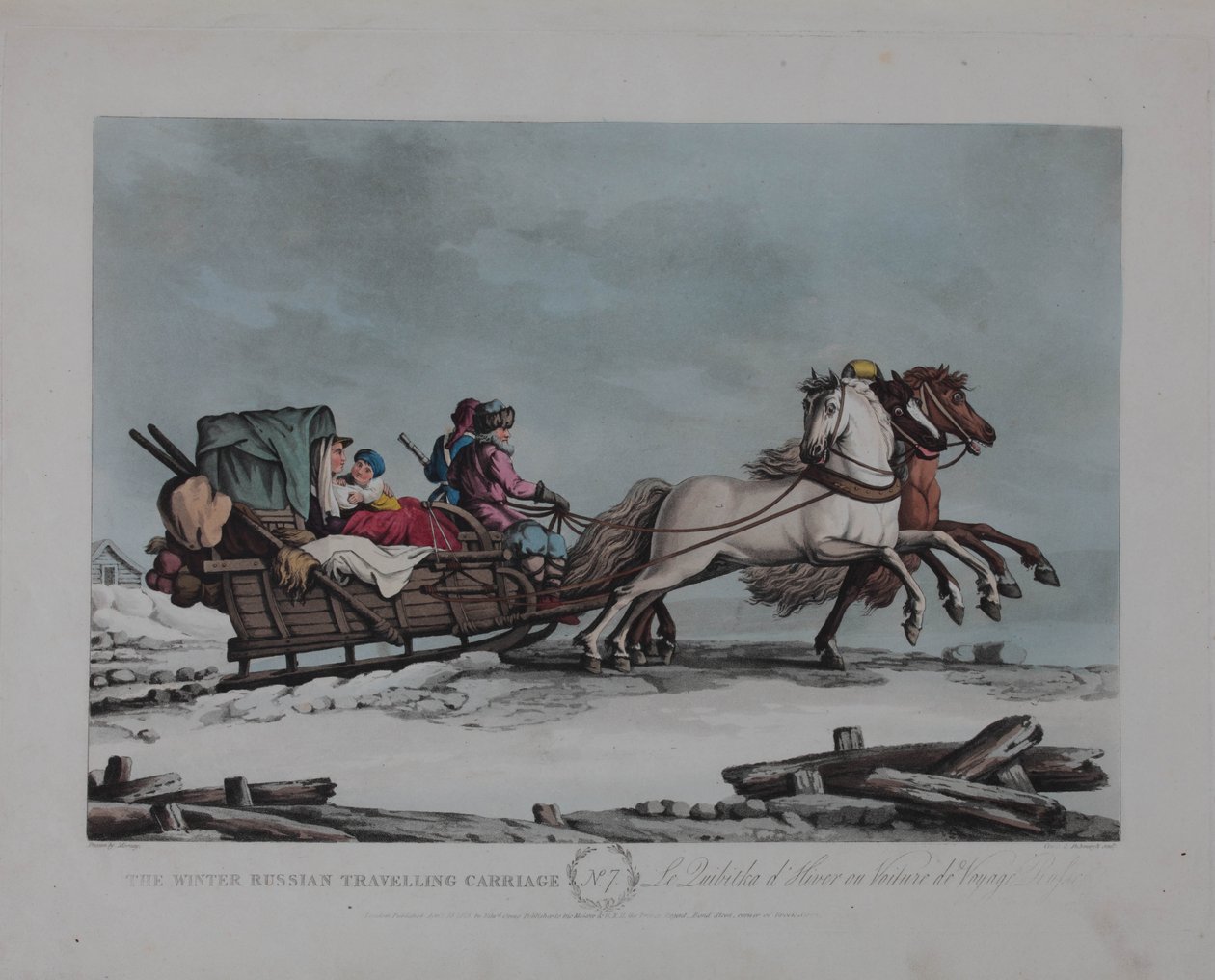 A carruagem de viagem russa de inverno, década de 1810 de Matthew Dubourg
