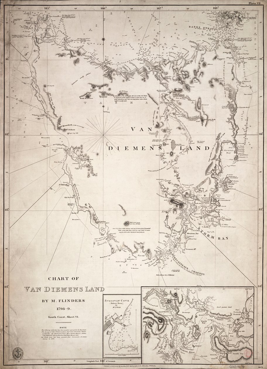 Carta de Van Diemens Land, folha VI de Matthew Flinders