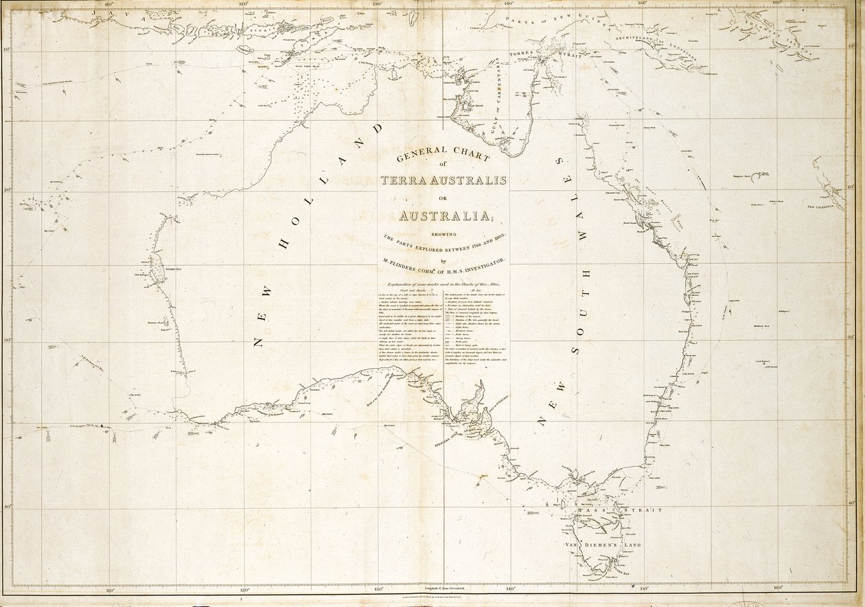 Mapa da Austrália de Matthew Flinders