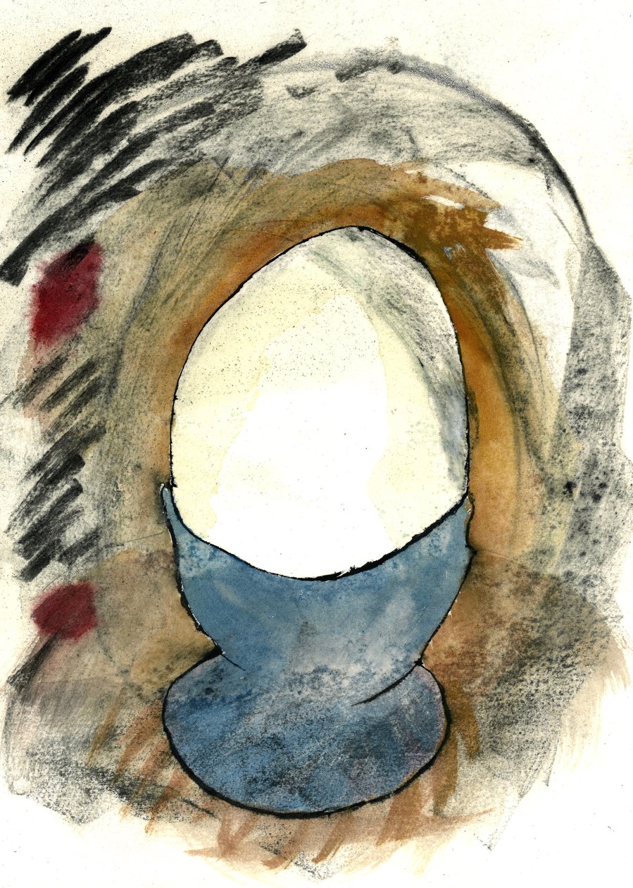 O ovo perfeito do solteiro 1, 2021 (aguarela, carvão) de Matthew Hilton