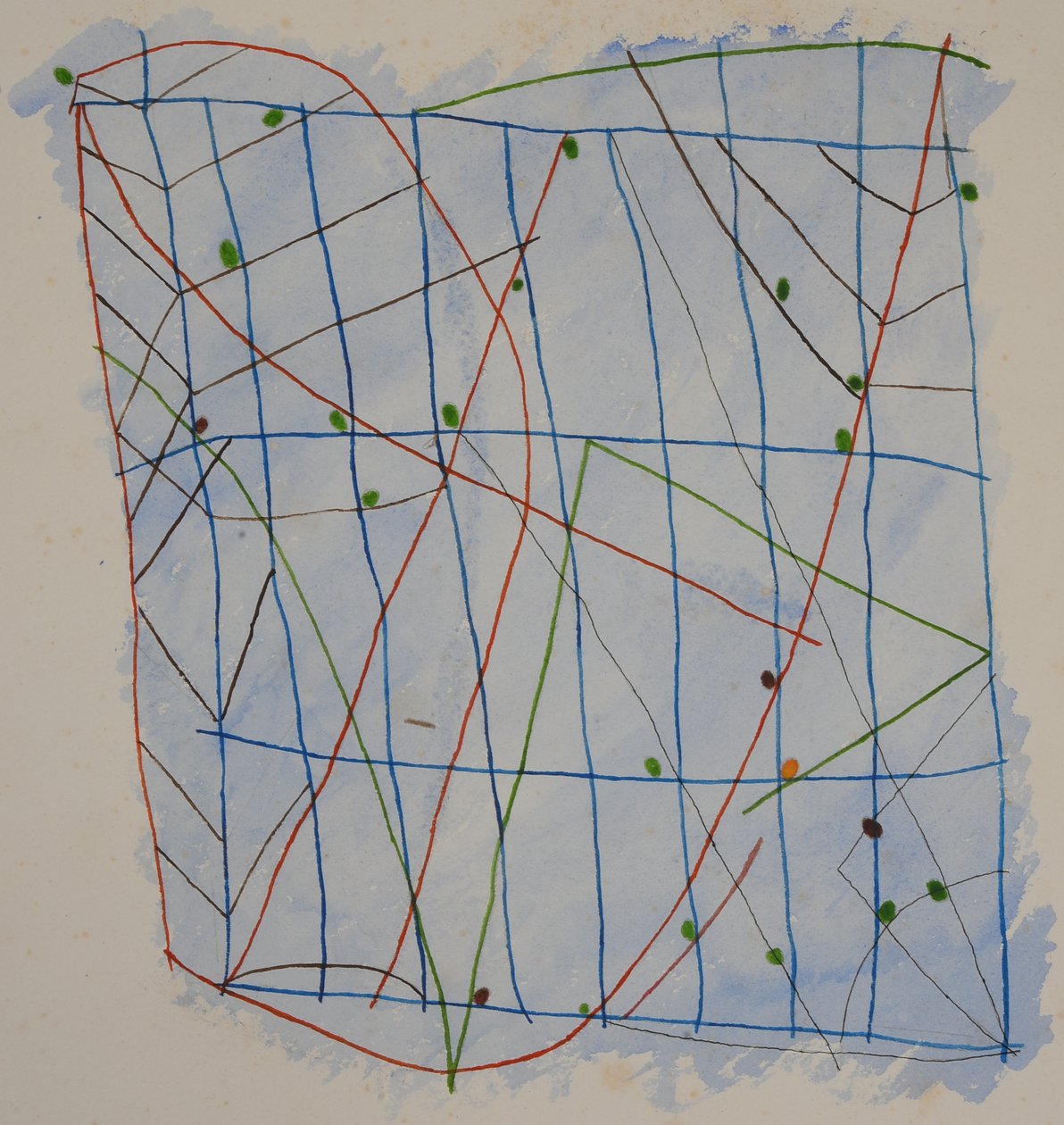 gráfico de paus 2, 2014 (lápis de cor aquarela) de Matthew Hilton